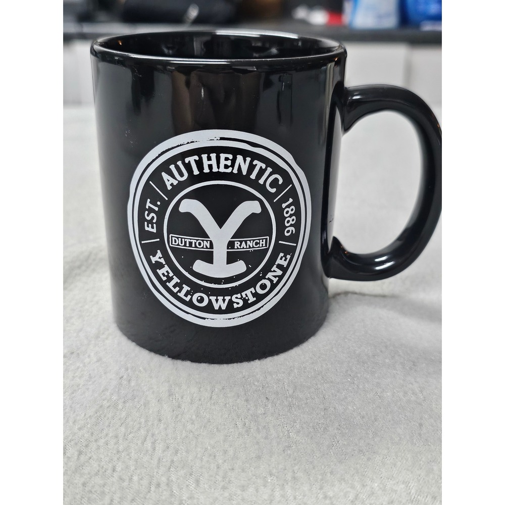 Yellowstone black coffee mug 8oz Dutton Ranch Ceramic Camper Mug  ranch logo.